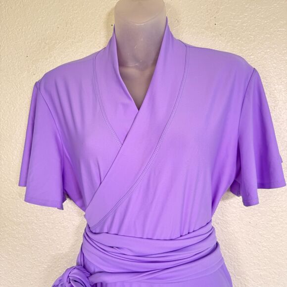 Elhoffer Wrap Dress Womens XL Essential Flutter Midi Cosplay Costume Lavender - Picture 2 of 11